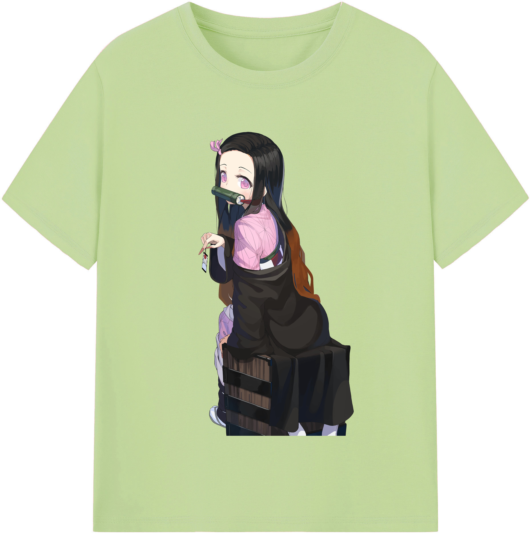 （画像用） 鬼滅の刃（きめつのやいば）竈門 禰󠄀豆子／かまど ねずこ Kamado Nezuko 綿100％半袖Tシャツ（フロントプリント）